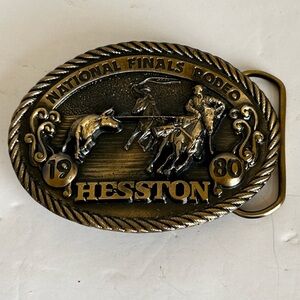 Gold Ornate Western Belts with Intricate NFR 1980 Designs